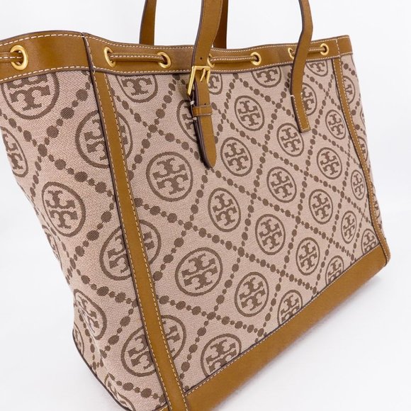 Tory Burch T Monogram Jacquard Tote Hazel Brown - Picture 4 of 13